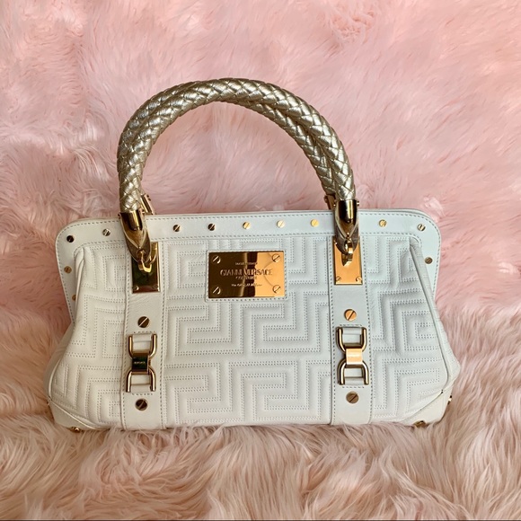 Versace Bags Gianni Versace Quilted Leather Studded Satchel Bag